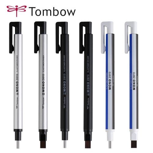 3-modelos-diferentes-da-caneta-borracha-tombow-mono-zero-ilustrando-o-quarto-ítem-da-lista.