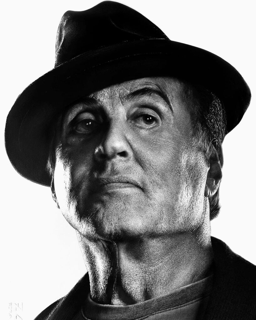 Arte do Sylvester Stallone feita pelo desenhista Du Dominici, ilustrando o que é um desenho com profundidade.