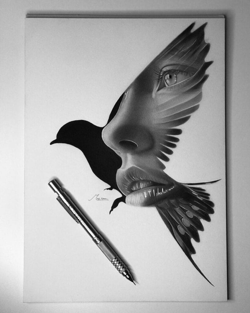 Arte realista criativa feita pela desenhista Mary Hayman, ilustrando que ter a melhor forma de desenhar é um dos piores mitos no desenho.