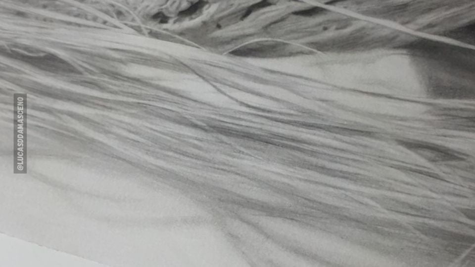 Desenho de um cabelo realista difícil, ilustrando o que vão precisar saber desenhar para pegarem encomendas.