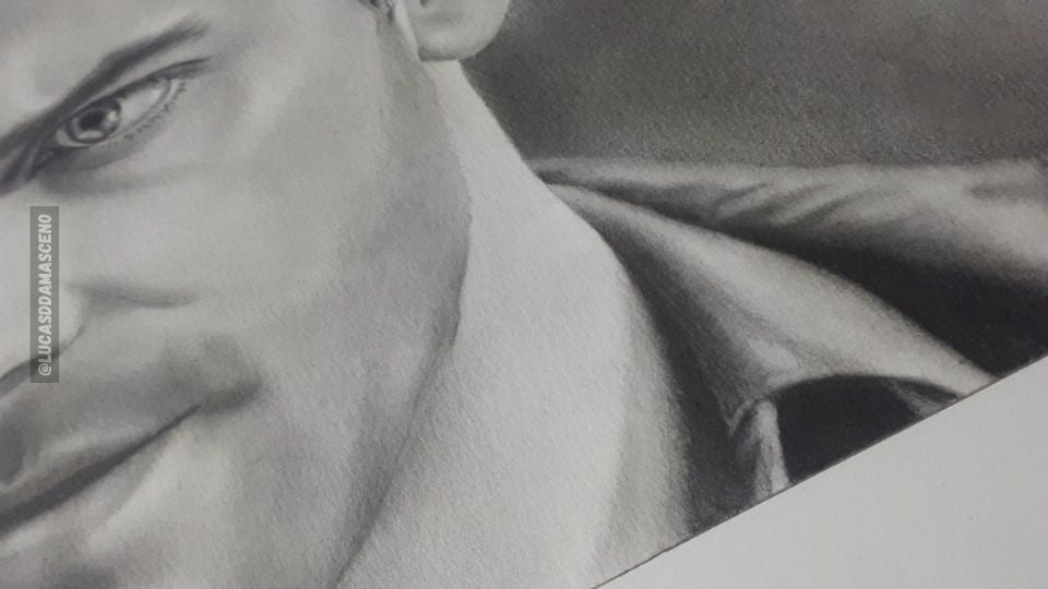 Desenho de um pescoço realista, ilustrando como desenhei rápido.