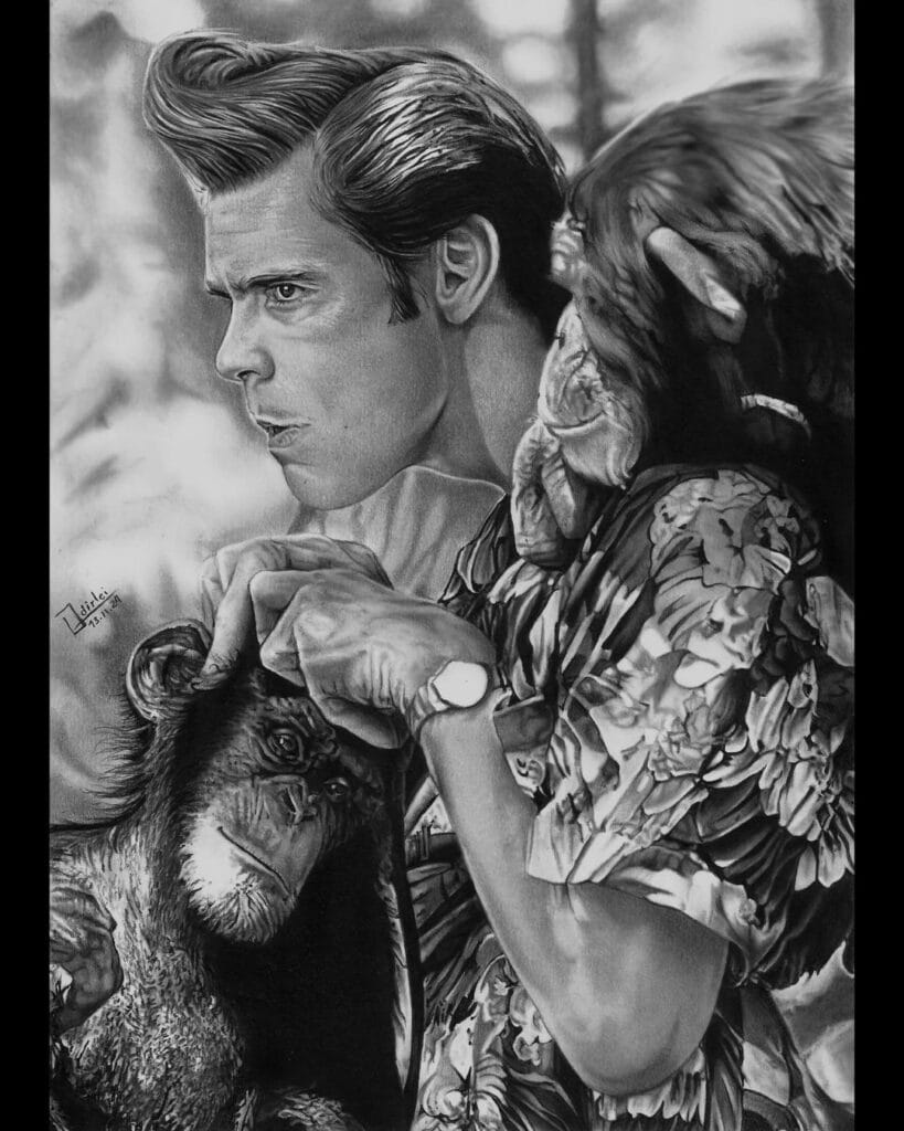 Desenho realista do Ace Ventura feito pelo desenhista Odirlei Melchol, ilustrando como ter mais motivação para desenhar.