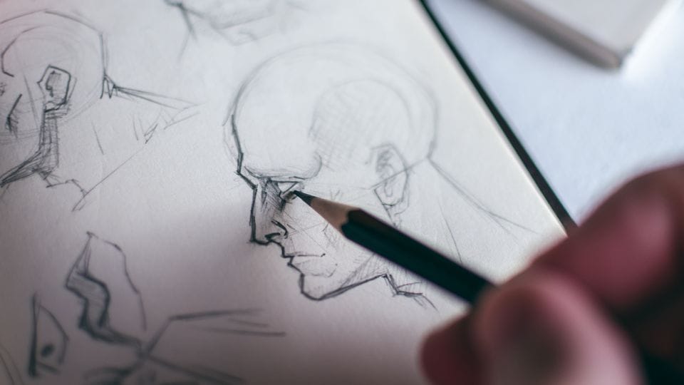 Esboço de um desenho, ilustrando o fundamento das linhas.