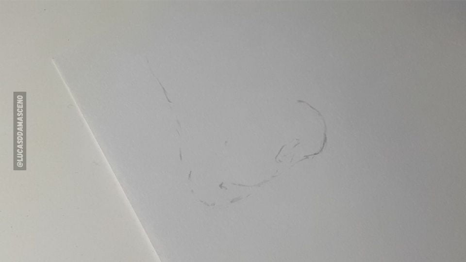 Esboço quase pronto de um nariz usando a tela do computador, mostrando como ele fica.