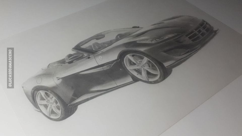 Minha arte realista de uma Ferrari que não ficou muito boa, ilustrando o que não é um desenho profissional.