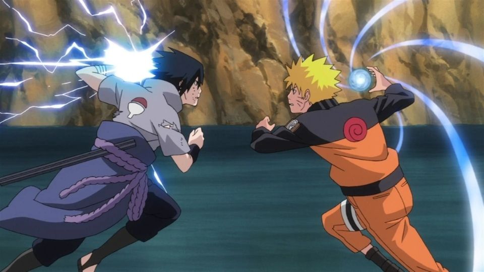 Naruto-e-Sasuke-lutando, ilustrando-que-não-vivemos-num-anime-de-luta-tipo-Naruto-Shippuden.
