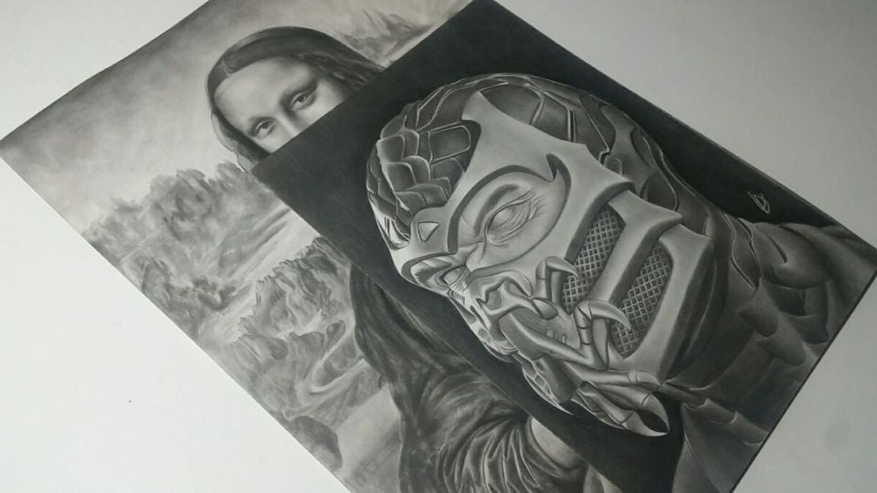 Um desenho realista tamanho A4 e outro A3, ilustrando a diferença de tamanho dos papéis.