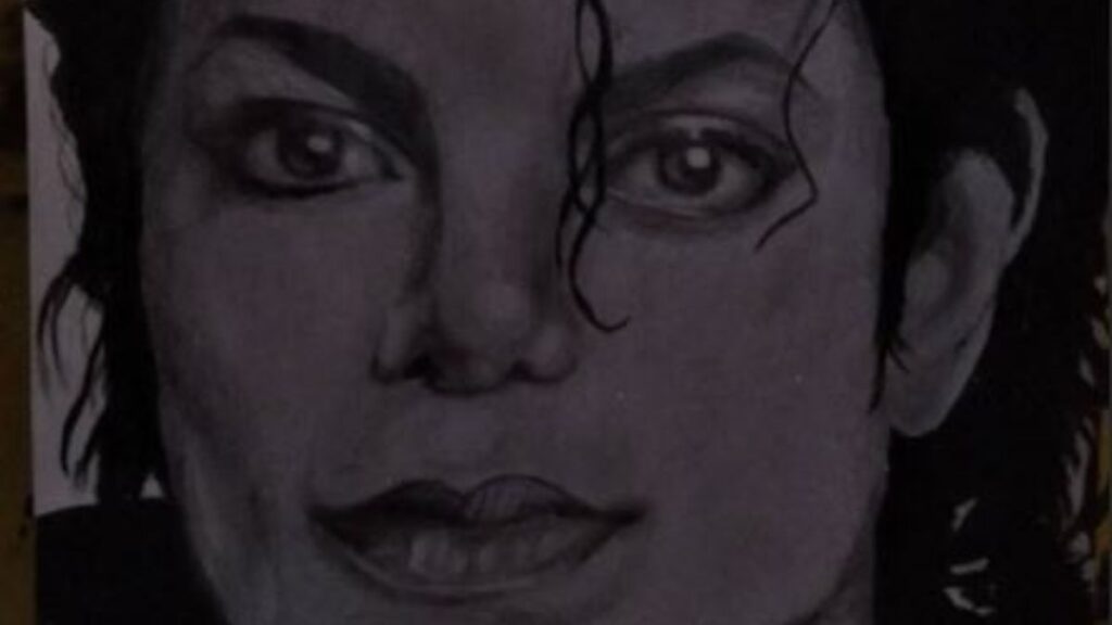 Arte realista do Michael Jackson, ilustrando a análise de desenhos da Cassiani Loyola.