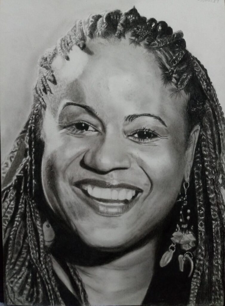 Arte realista de uma mulher feita pela desenhista DaniSSMonhoz, ilustrando a importância de começar o desenho de pessoas pelo rosto